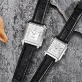 PATTOUS Square Automatic Mechanical Women's Watch | White Dial | Luminous, Date & See-Through Caseback | 50M Waterproof | Luxury Gift for Her