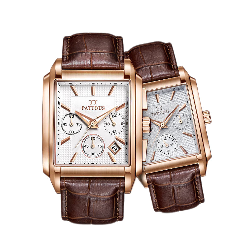 Fashion Square Couple Watch Set - Casual Waterproof Quartz Wristwatches for Him & Her