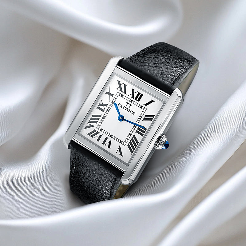 PATTOUS Ultra-Thin Square Quartz Women's Watch | Minimalist White Dial  | 50M Waterproof | Premium Business Dress Watch | Perfect Gift for Her