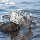 PATTOUS Men's Ultra-Thin Square Automatic Watch | Stainless Steel   Business Wristwatch