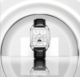 PATTOUS Stylish Square Moon Phase Mechanical Watch | Automatic | Luminous & Waterproof |