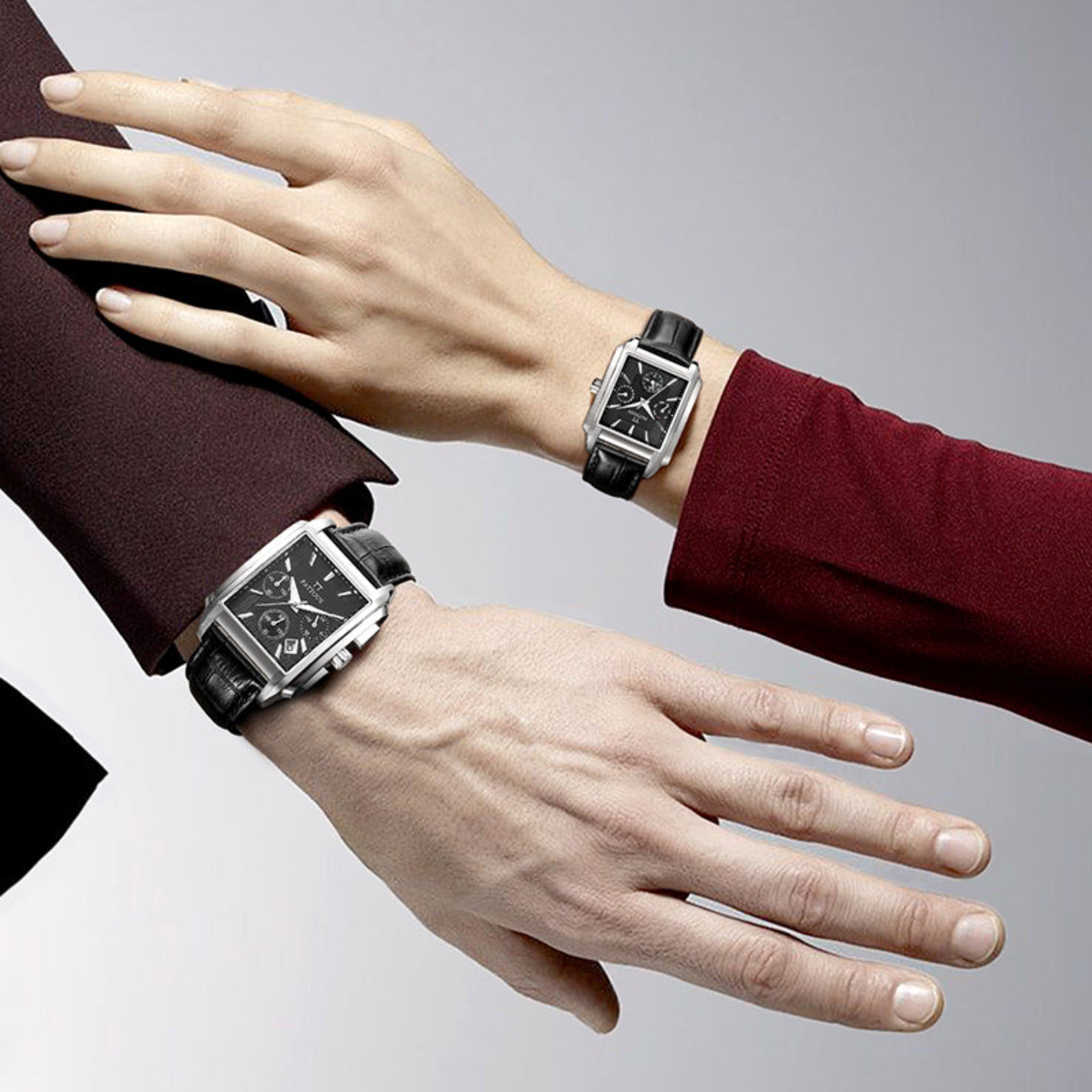 Fashion Square Couple Watch Set - Casual Waterproof Quartz Wristwatches for Him & Her