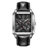 PATTOUS Square Multifunction Men's Watch | Quartz Movement | 50M Water Resistant | Genuine Leather Strap