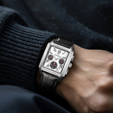 PATTOUS Stylish Rectangle Quartz Watch for Men – White Dial, Multifunction, 50M Waterproof, Perfect Boyfriend Gift
