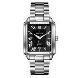 PATTOUS Rectangular Automatic Mechanical Watch for Men — Sapphire Crystal, 316L Steel, 50M Water Resistant