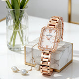 PATTOUS Small Square Quartz Women's Watch || Steel Bracelet  | 50M Waterproof | Valentine's Day Gift