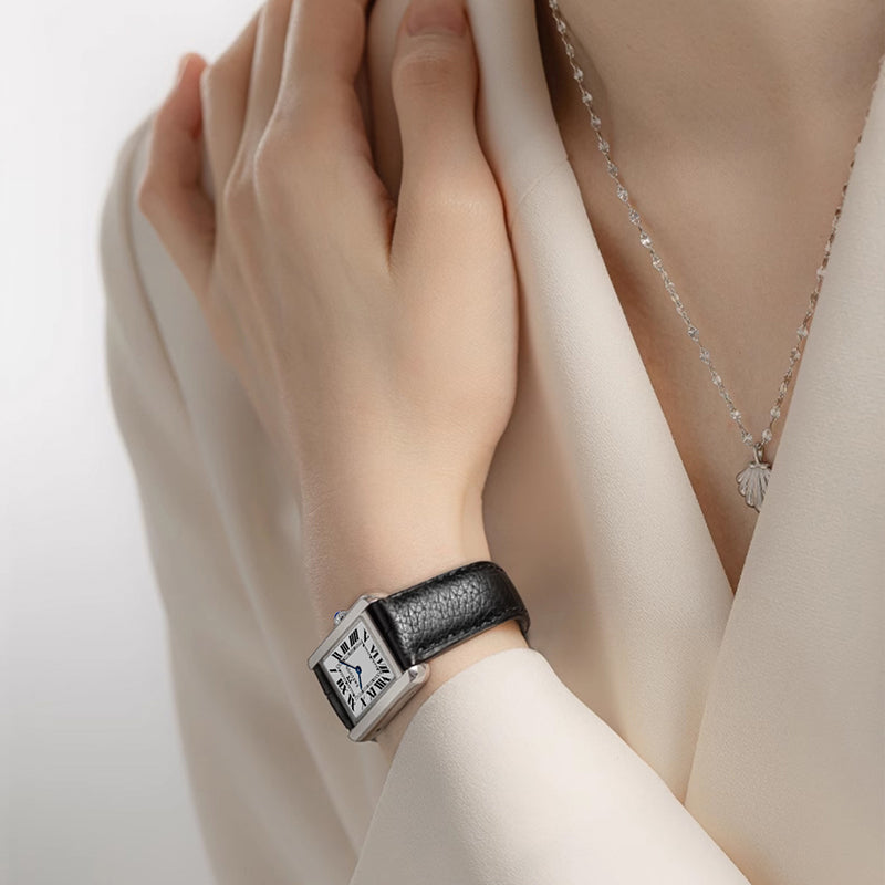 PATTOUS Ultra-Thin Square Quartz Women's Watch | Minimalist White Dial  | 50M Waterproof | Premium Business Dress Watch | Perfect Gift for Her
