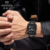 Bold All-Black Men's Watch – Square Dial, Quartz,  Street Style