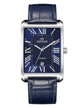PATTOUS Rectangular Ultra-Thin Automatic Mechanical Watch for Men — Sapphire Crystal, Leather Strap, 50M WR