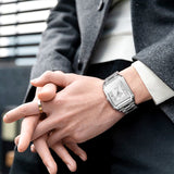 PATTOUS Rectangular Automatic Mechanical Watch for Men — Sapphire Crystal, 316L Steel, 50M Water Resistant