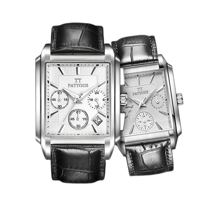 Fashion Square Couple Watch Set - Casual Waterproof Quartz Wristwatches for Him & Her