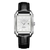 PATTOUS Square Automatic Mechanical Women's Watch | White Dial | Luminous, Date & See-Through Caseback | 50M Waterproof | Luxury Gift for Her