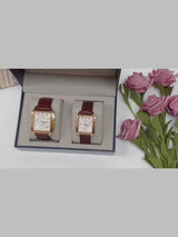 Fashion Square Couple Watch Set - Casual Waterproof Quartz Wristwatches for Him & Her